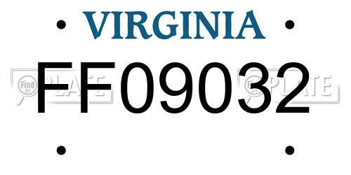 FF09032 Virginia License Plate