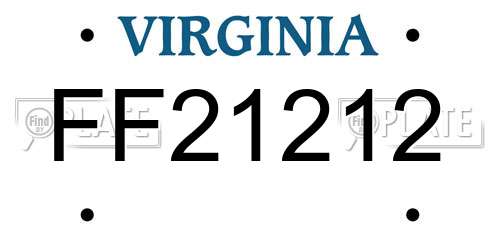 FF21212 Virginia License Plate