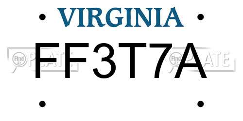 FF3T7A Virginia License Plate