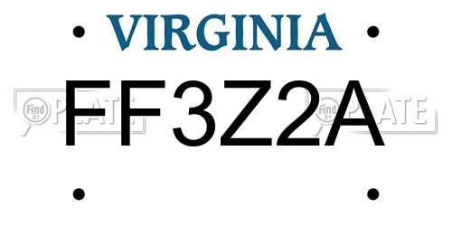 FF3Z2A Virginia License Plate
