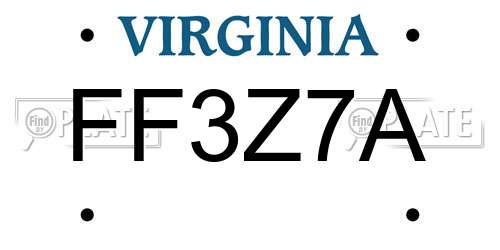 FF3Z7A Virginia License Plate