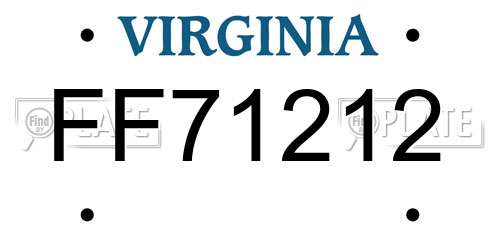 FF71212 Virginia License Plate
