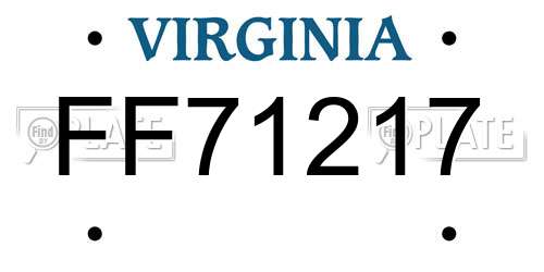 FF71217 Virginia License Plate
