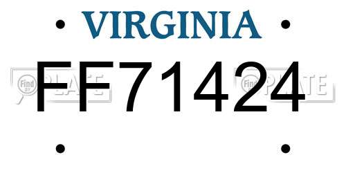 FF71424 Virginia License Plate