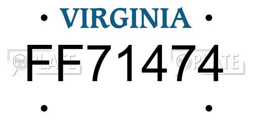 FF71474 Virginia License Plate