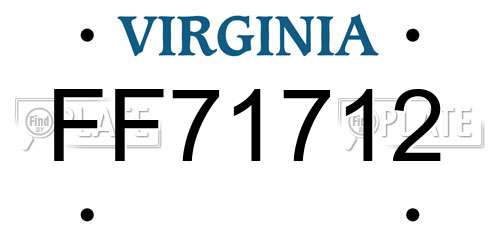 FF71712 Virginia License Plate