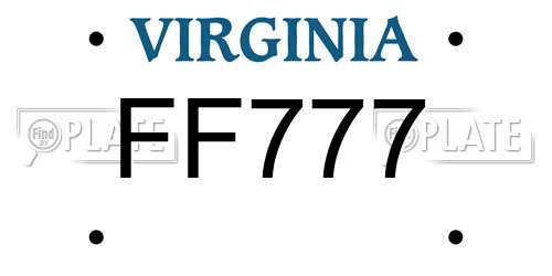 FF777 Virginia License Plate