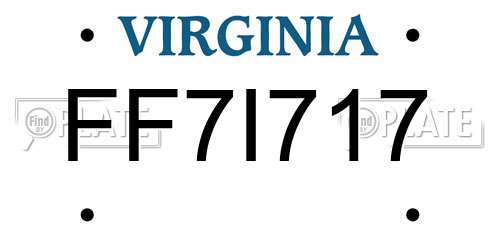 FF7I717 Virginia License Plate