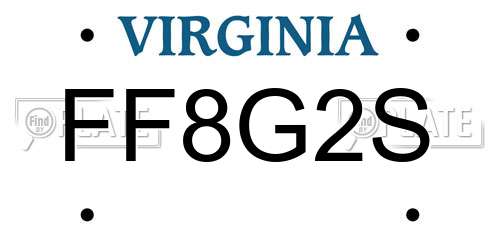 FF8G2S Virginia License Plate