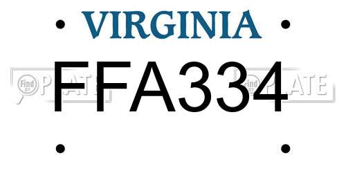 FFA334 Virginia License Plate