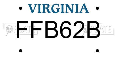 FFB62B Virginia License Plate