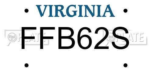 FFB62S Virginia License Plate