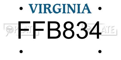 FFB834 Virginia License Plate