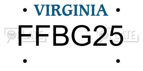 FFBG25 Virginia License Plate