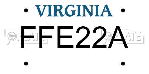 FFE22A Virginia License Plate