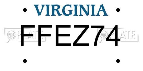 FFEZ74 Virginia License Plate