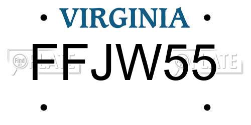 FFJW55 Virginia License Plate