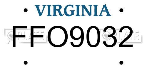 FFO9032 Virginia License Plate