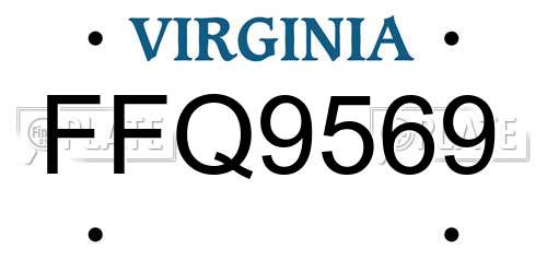 FFQ9569 Virginia License Plate