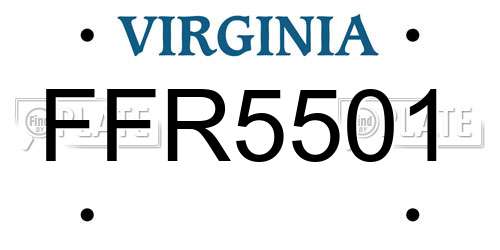 FFR5501 Virginia License Plate