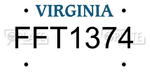 FFT1374 Virginia License Plate