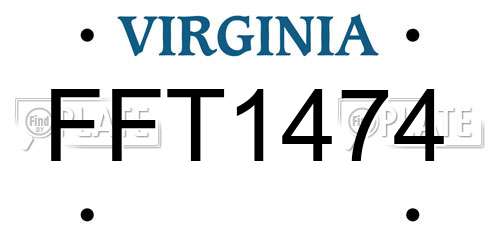 FFT1474 Virginia License Plate