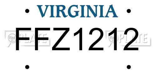 FFZ1212 Virginia License Plate