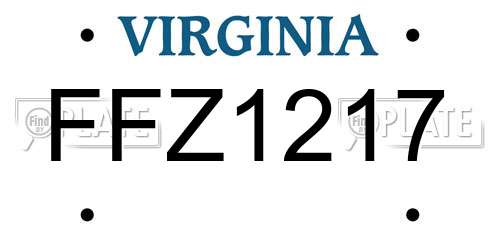 FFZ1217 Virginia License Plate