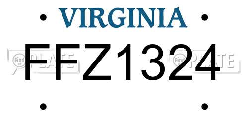 FFZ1324 Virginia License Plate