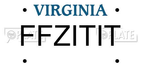FFZITIT Virginia License Plate