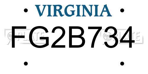 FG2B734 Virginia License Plate