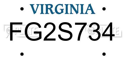 FG2S734 Virginia License Plate
