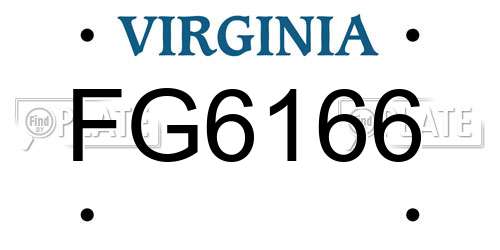 FG6166 Virginia License Plate