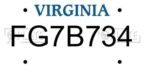 FG7B734 Virginia License Plate