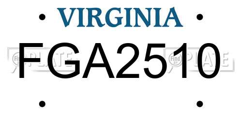 FGA2510 Virginia License Plate