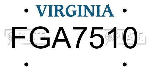 FGA7510 Virginia License Plate