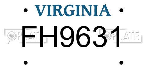 FH9631 Virginia License Plate