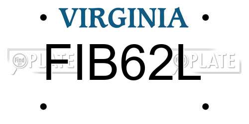 FIB62L Virginia License Plate