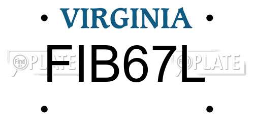 FIB67L Virginia License Plate