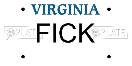 FICK Virginia License Plate