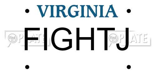 FIGHTJ Virginia License Plate