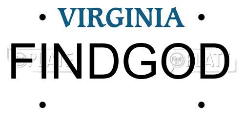 FINDGOD Virginia License Plate