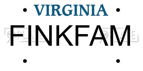 FINKFAM Virginia License Plate