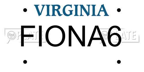 FIONA6 Virginia License Plate