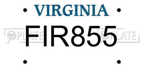FIR855 Virginia License Plate