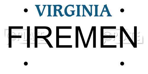 FIREMEN Virginia License Plate