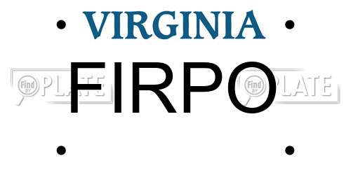 FIRPO Virginia License Plate