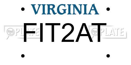 FIT2AT Virginia License Plate