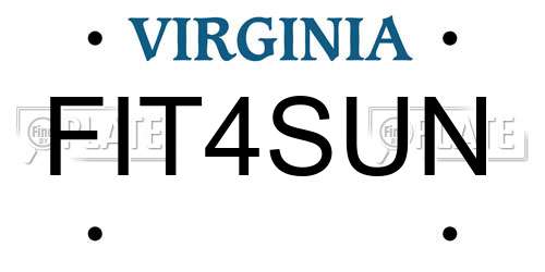 FIT4SUN Virginia License Plate