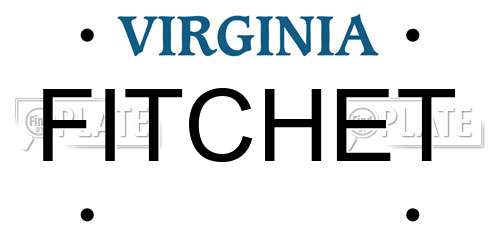 FITCHET Virginia License Plate